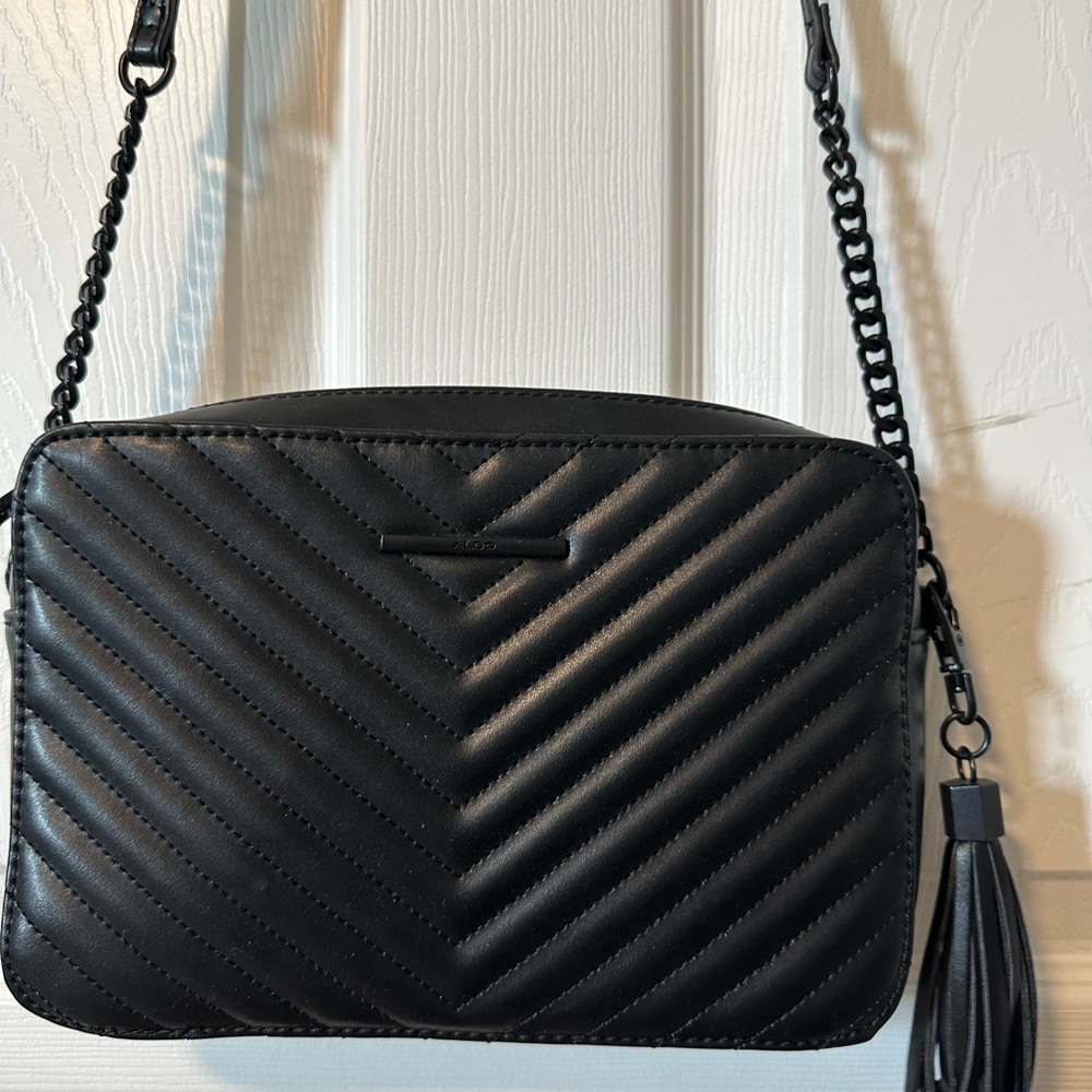 Aldo Black Chevron Crossbody Bag